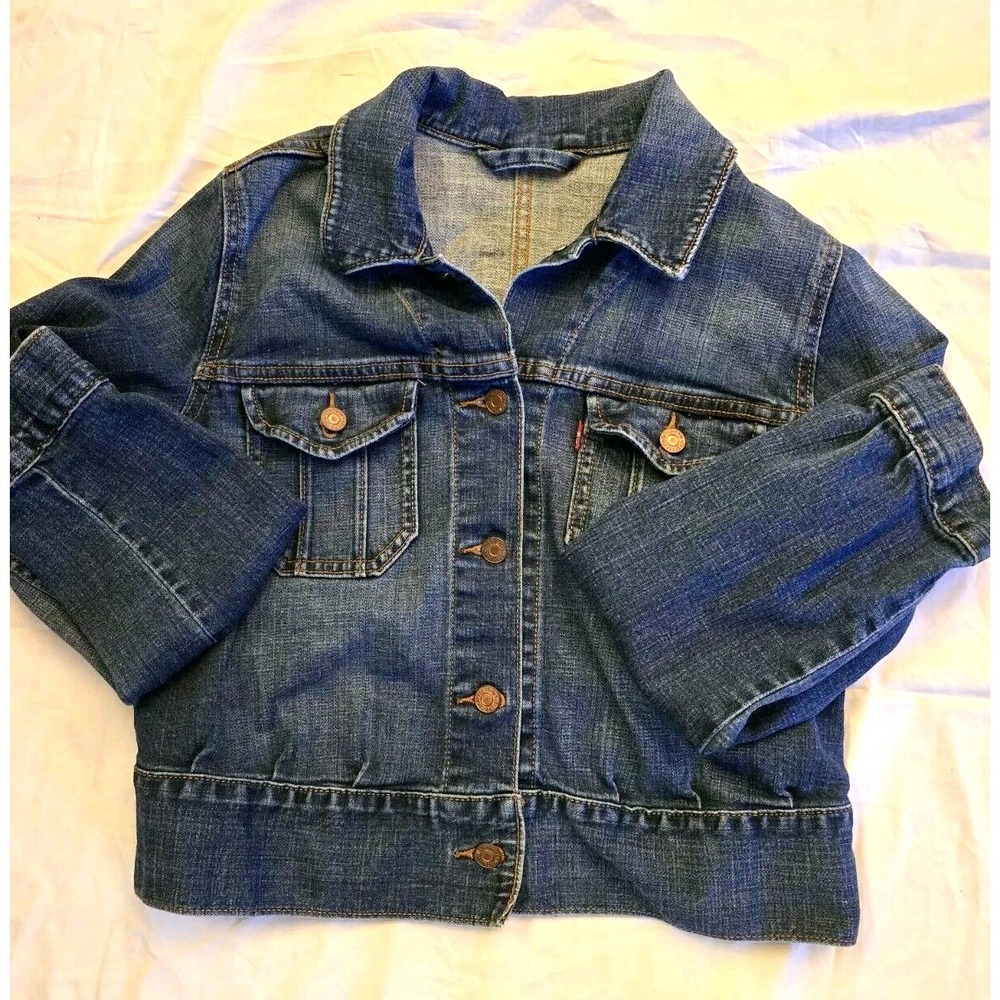 Levi Strauss & Co Y2K Light Weight Denim 90's‎ Junior Jean Jacket Lg Trucker - Picture 3 of 7